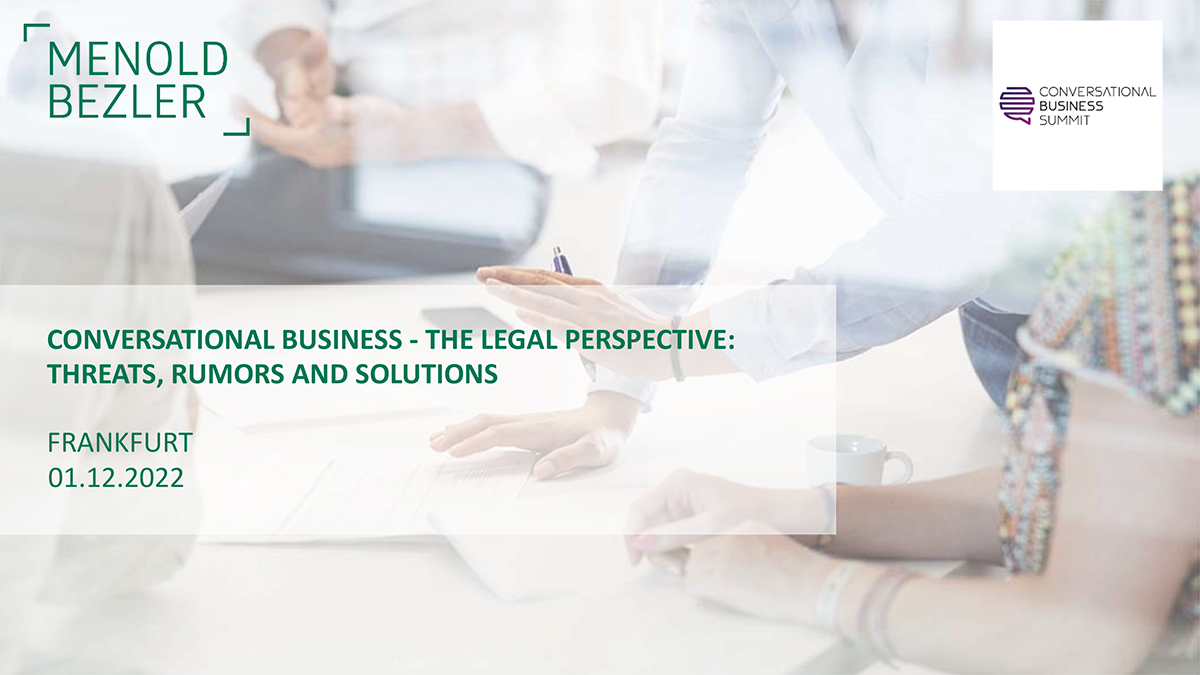 Menold Bezler: Conversational Business - the Legal Perspective